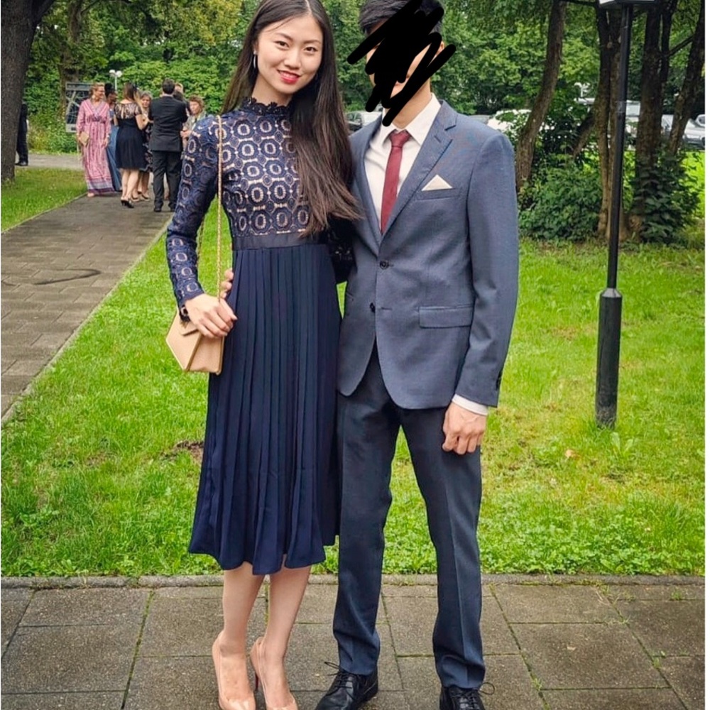 Elegant Navy Lace Dress